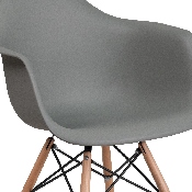 Alonza Series Moss Gray Plastic Chair with Wooden Legs, FH-132-DPP-GY-GG