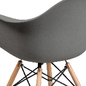 Alonza Series Moss Gray Plastic Chair with Wooden Legs, FH-132-DPP-GY-GG