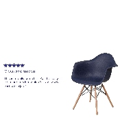 Alonza Series Navy Plastic Chair with Wooden Legs, FH-132-DPP-NY-GG