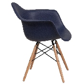 Alonza Series Navy Plastic Chair with Wooden Legs, FH-132-DPP-NY-GG