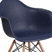 Alonza Series Navy Plastic Chair with Wooden Legs, FH-132-DPP-NY-GG