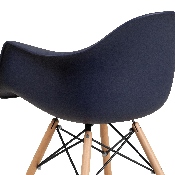 Alonza Series Navy Plastic Chair with Wooden Legs, FH-132-DPP-NY-GG
