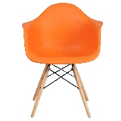 Alonza Series Orange Plastic Chair with Wooden Legs, FH-132-DPP-OR-GG