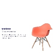 Alonza Series Peach Plastic Chair with Wooden Legs, FH-132-DPP-PE-GG