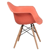 Alonza Series Peach Plastic Chair with Wooden Legs, FH-132-DPP-PE-GG