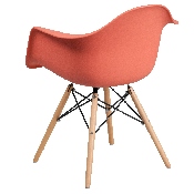 Alonza Series Peach Plastic Chair with Wooden Legs, FH-132-DPP-PE-GG