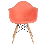 Alonza Series Peach Plastic Chair with Wooden Legs, FH-132-DPP-PE-GG