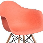 Alonza Series Peach Plastic Chair with Wooden Legs, FH-132-DPP-PE-GG