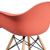 Alonza Series Peach Plastic Chair with Wooden Legs, FH-132-DPP-PE-GG