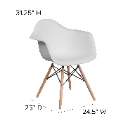 Alonza Series White Plastic Chair with Wooden Legs, FH-132-DPP-WH-GG