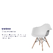 Alonza Series White Plastic Chair with Wooden Legs, FH-132-DPP-WH-GG
