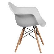 Alonza Series White Plastic Chair with Wooden Legs, FH-132-DPP-WH-GG