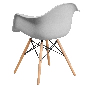 Alonza Series White Plastic Chair with Wooden Legs, FH-132-DPP-WH-GG