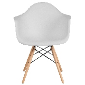 Alonza Series White Plastic Chair with Wooden Legs, FH-132-DPP-WH-GG