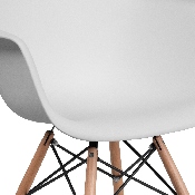 Alonza Series White Plastic Chair with Wooden Legs, FH-132-DPP-WH-GG