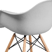 Alonza Series White Plastic Chair with Wooden Legs, FH-132-DPP-WH-GG