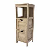 Dune Farmhouse Bathroom Storage Organizer with Two Removable Drawers and Open Display Shelf in Brown, FS-BATH-4-BR-GG
