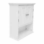 Dune Farmhouse Wall Mounted Bathroom Medicine Cabinet Storage Organizer with 2 Magnetic Closure Doors, Adjustable Shelf, and Lower Open Shelf in White, FS-BATH-7-WH-GG