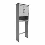 Vega Over the Toilet Bathroom Storage Cabinet Organizer with 2 Magnetic Closure Doors, Adjustable Cabinet Shelf, and Open Lower Shelf in Gray, FS-VEGA-BATH-1-GY-GG