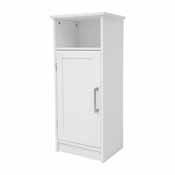 Vega Bathroom Storage Cabinet Organizer with Magnetic Closure Door, In-Cabinet Adjustable Shelf, and Upper Open Shelf in White, FS-VEGA-BATH-3-WH-GG
