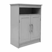 Vega Bathroom Storage Cabinet Organizer with Two Magnetic Closure Doors, In-Cabinet Adjustable Shelf, and Upper Open Shelf in Gray, FS-VEGA-BATH-4-GY-GG