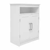 Vega Bathroom Storage Cabinet Organizer with Two Magnetic Closure Doors, In-Cabinet Adjustable Shelf, and Upper Open Shelf in White, FS-VEGA-BATH-4-WH-GG