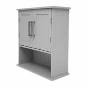 Vega Wall Mounted Bathroom Medicine Cabinet Storage Organizer with Two Magnetic Closure Doors, Adjustable Shelf, and Lower Open Shelf in Gray, FS-VEGA-BATH-5-GY-GG