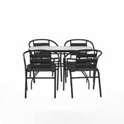 Lila 5 Piece Commercial Outdoor Patio Dining Set with 47