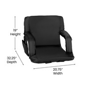 Malta Black Portable Lightweight Reclining Stadium Chair with Armrests, Padded Back & Seat with Dual Storage Pockets and Backpack Straps, FV-FA090-BK-GG