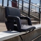 Malta Black Portable Lightweight Reclining Stadium Chair with Armrests, Padded Back & Seat with Dual Storage Pockets and Backpack Straps, FV-FA090-BK-GG