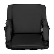 Malta Black Portable Lightweight Reclining Stadium Chair with Armrests, Padded Back & Seat with Dual Storage Pockets and Backpack Straps, FV-FA090-BK-GG