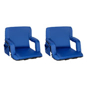 Malta Set of 2 Blue Portable Lightweight Reclining Stadium Chairs with Armrests, Padded Back & Seat - Storage Pockets & Backpack Straps, FV-FA090-BL-2-GG