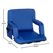 Malta Set of 2 Blue Portable Lightweight Reclining Stadium Chairs with Armrests, Padded Back & Seat - Storage Pockets & Backpack Straps, FV-FA090-BL-2-GG