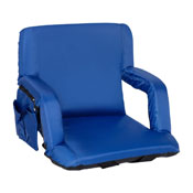 Malta Blue Portable Lightweight Reclining Stadium Chair with Armrests, Padded Back & Seat with Dual Storage Pockets and Backpack Straps, FV-FA090-BL-GG