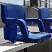 Malta Blue Portable Lightweight Reclining Stadium Chair with Armrests, Padded Back & Seat with Dual Storage Pockets and Backpack Straps, FV-FA090-BL-GG
