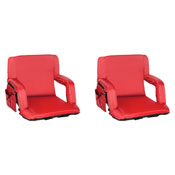 Malta Set of 2 Red Portable Lightweight Reclining Stadium Chairs with Armrests, Padded Back & Seat - Storage Pockets & Backpack Straps, FV-FA090-RD-2-GG