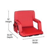 Malta Set of 2 Red Portable Lightweight Reclining Stadium Chairs with Armrests, Padded Back & Seat - Storage Pockets & Backpack Straps, FV-FA090-RD-2-GG