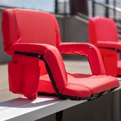 Malta Red Portable Lightweight Reclining Stadium Chair with Armrests, Padded Back & Seat with Dual Storage Pockets and Backpack Straps, FV-FA090-RD-GG