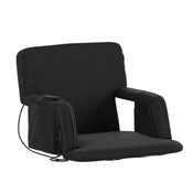 Malta Black Portable Heated Reclining Stadium Chair with Armrests, Padded Back & Heated Seat with Dual Storage Pockets and Backpack Straps, FV-FA090H-BK-GG