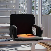 Malta Black Portable Heated Reclining Stadium Chair with Armrests, Padded Back & Heated Seat with Dual Storage Pockets and Backpack Straps, FV-FA090H-BK-GG