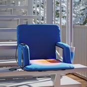 Malta Blue Portable Heated Reclining Stadium Chair with Armrests, Padded Back & Heated Seat with Dual Storage Pockets and Backpack Straps, FV-FA090H-BL-GG
