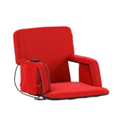 Malta Red Portable Heated Reclining Stadium Chair with Armrests, Padded Back & Heated Seat with Dual Storage Pockets and Backpack Straps, FV-FA090H-RD-GG