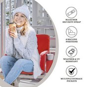Malta Red Portable Heated Reclining Stadium Chair with Armrests, Padded Back & Heated Seat with Dual Storage Pockets and Backpack Straps, FV-FA090H-RD-GG