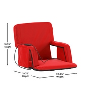 Malta Red Portable Heated Reclining Stadium Chair with Armrests, Padded Back & Heated Seat with Dual Storage Pockets and Backpack Straps, FV-FA090H-RD-GG
