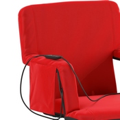 Malta Red Portable Heated Reclining Stadium Chair with Armrests, Padded Back & Heated Seat with Dual Storage Pockets and Backpack Straps, FV-FA090H-RD-GG