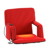 Malta Red Portable Heated Reclining Stadium Chair with Armrests, Padded Back & Heated Seat with Dual Storage Pockets and Backpack Straps, FV-FA090H-RD-GG