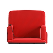 Malta Red Portable Heated Reclining Stadium Chair with Armrests, Padded Back & Heated Seat with Dual Storage Pockets and Backpack Straps, FV-FA090H-RD-GG