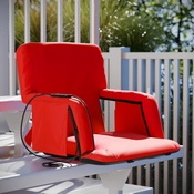 Malta Red Portable Heated Reclining Stadium Chair with Armrests, Padded Back & Heated Seat with Dual Storage Pockets and Backpack Straps, FV-FA090H-RD-GG