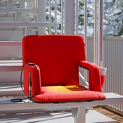 Malta Red Portable Heated Reclining Stadium Chair with Armrests, Padded Back & Heated Seat with Dual Storage Pockets and Backpack Straps, FV-FA090H-RD-GG