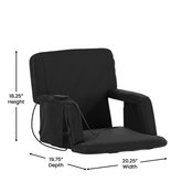 Malta Black Portable Heated Reclining Stadium Chair with Armrests, Heated Padded Back & Heated Seat with Dual Storage Pockets and Backpack Straps, FV-FA090HH-BK-GG